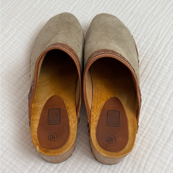 Vintage 90’s Y2K Faded Glory Suede Leather Chunky Slip On Wooden Clogs Size 10 - Picture 8 of 15